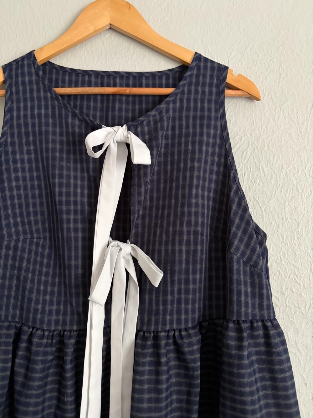 Plaid Tiered Tie Front Dress - Picture 3 of 5
